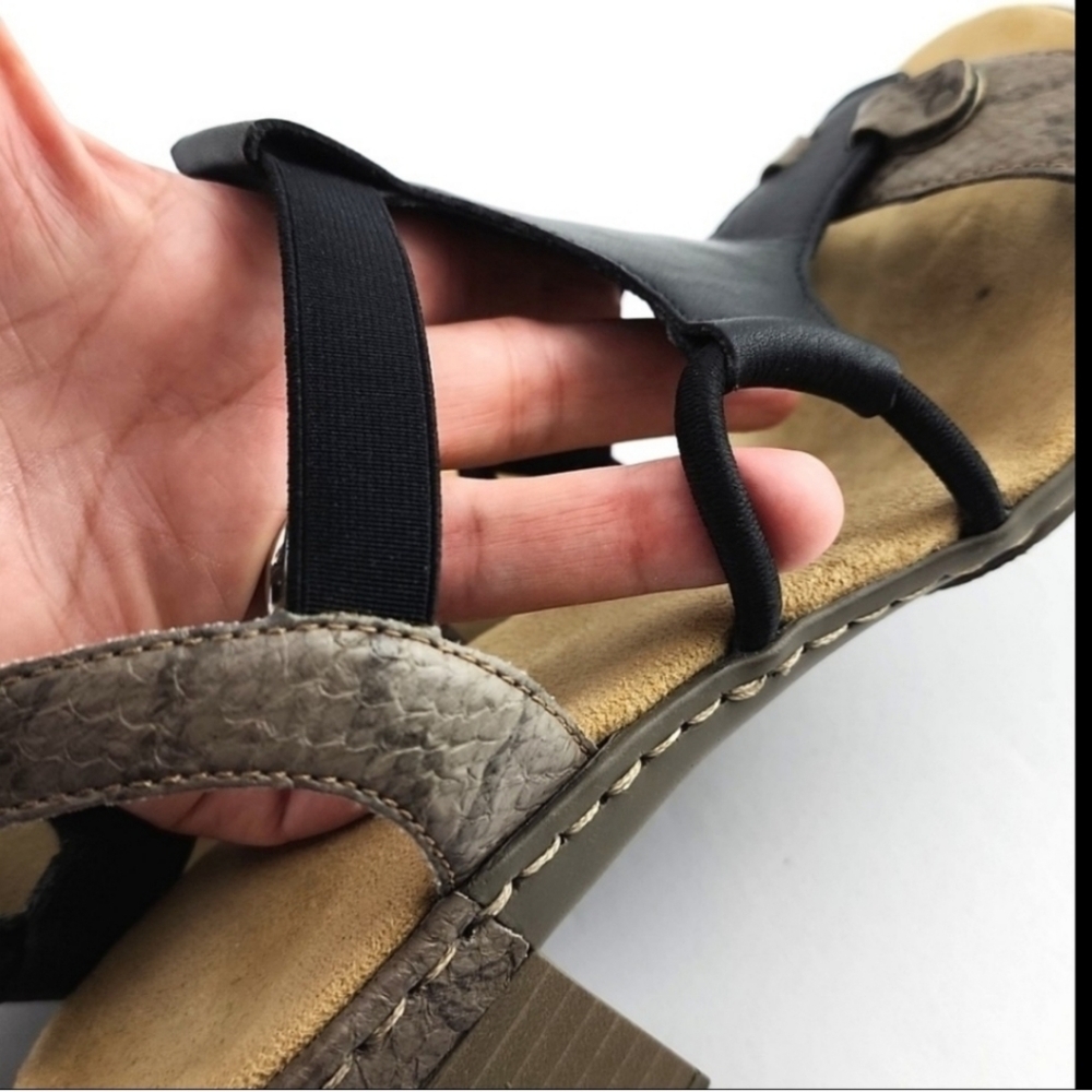 Reiker Women's Slingback Heeled Sandals Black Snake Print Lightweight Comfort 37 - Picture 11 of 16